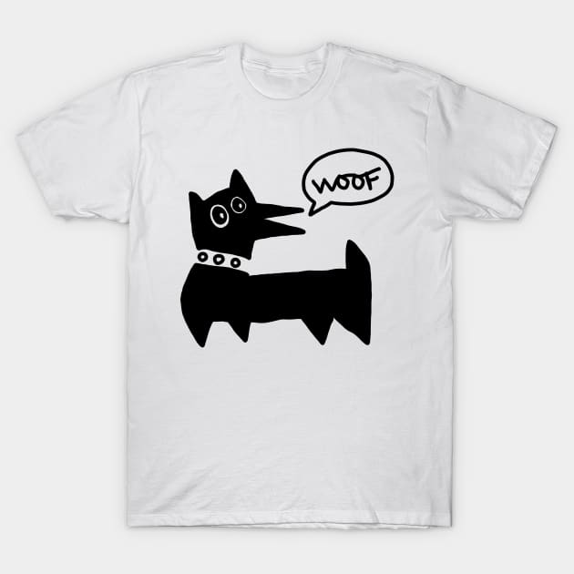 dog woof T-Shirt by Angel Rivas